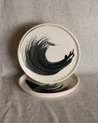 Dessert Plate in Black Brushstroke Nº2
