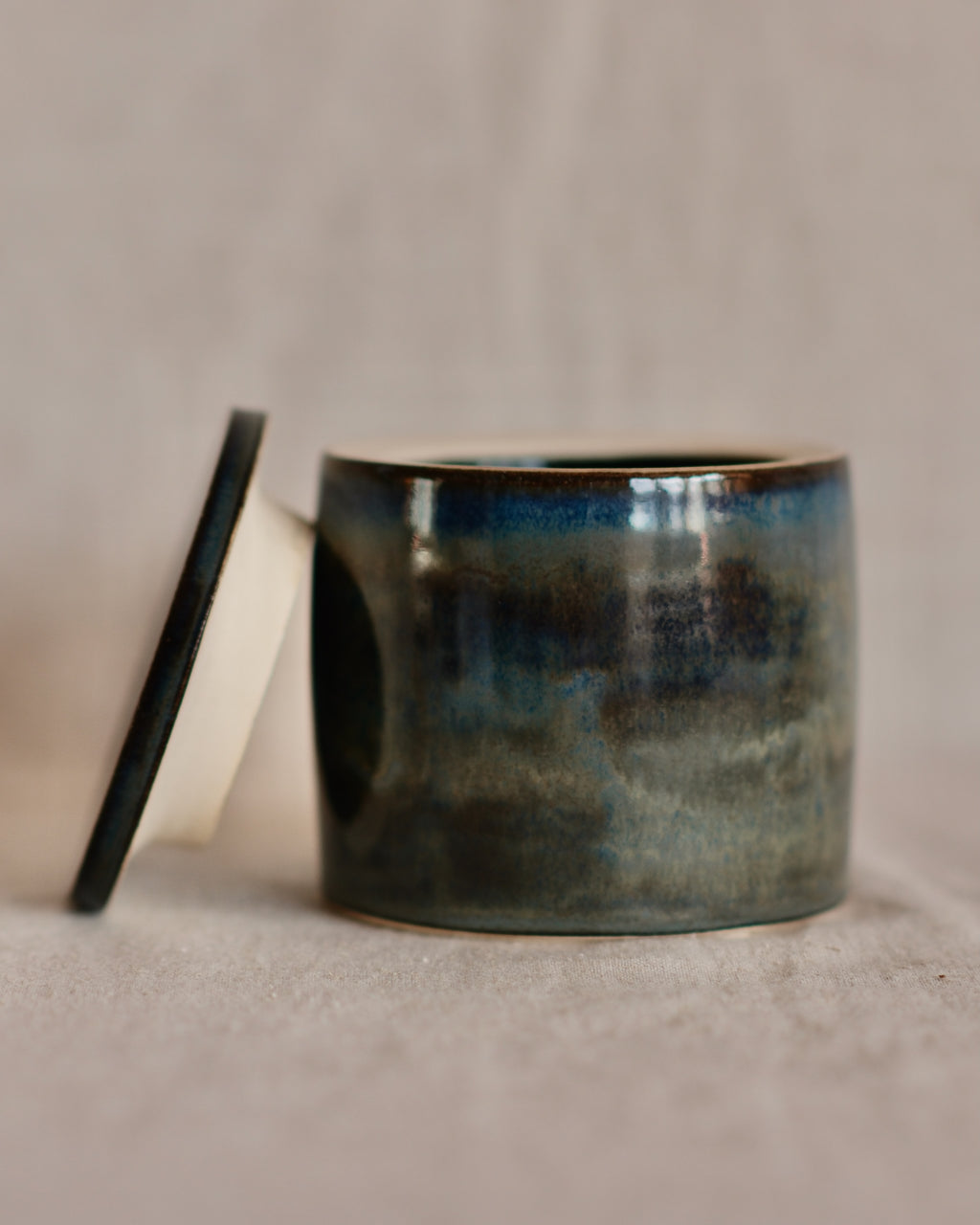 Storage Jar in Mottled Blue