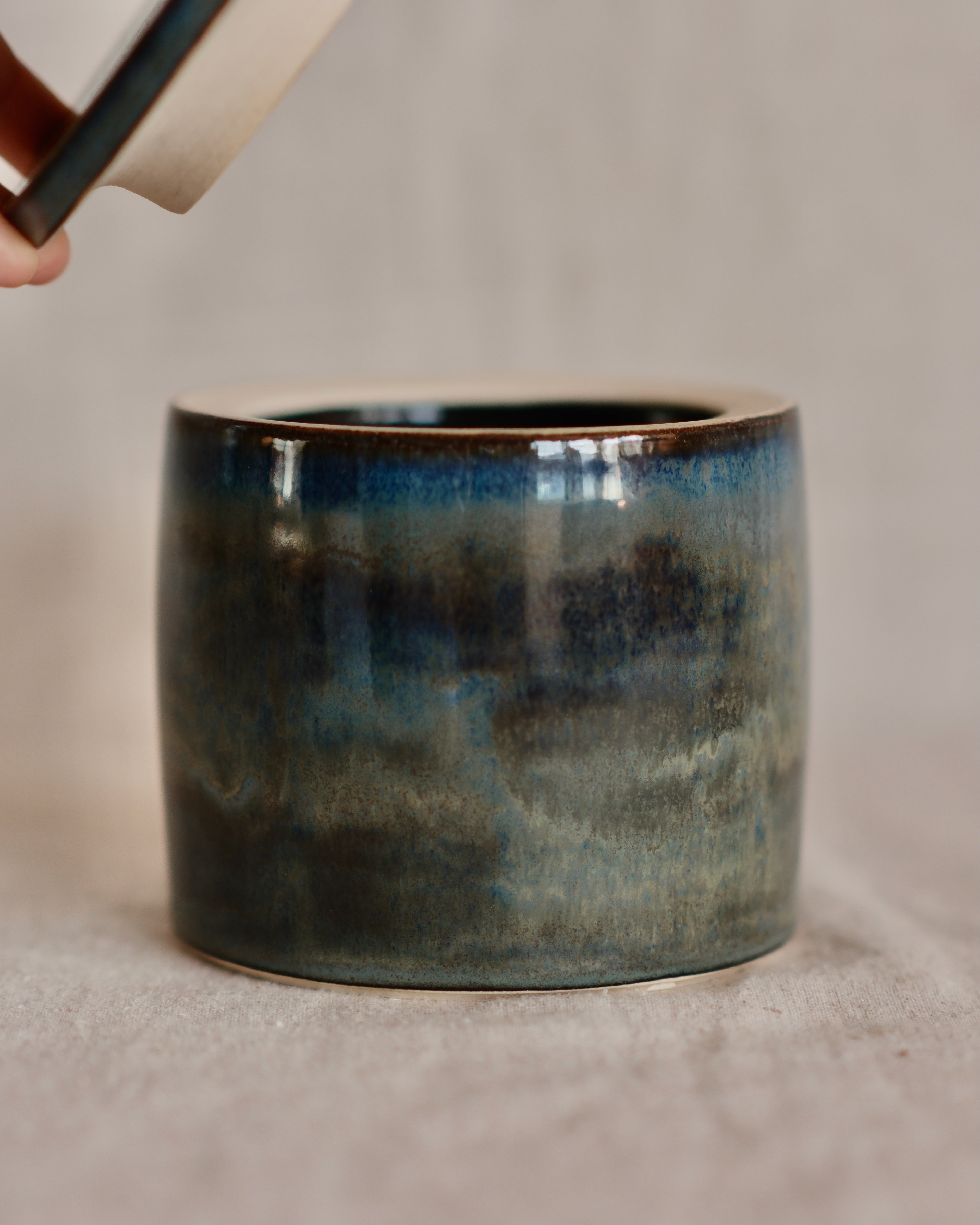 Storage Jar in Mottled Blue