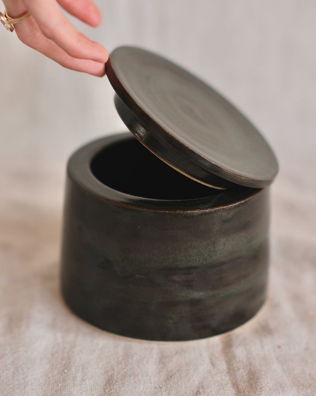 Storage Jar in Green Black