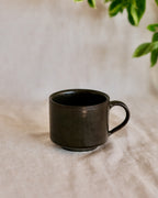 Footed Mug in Green Black