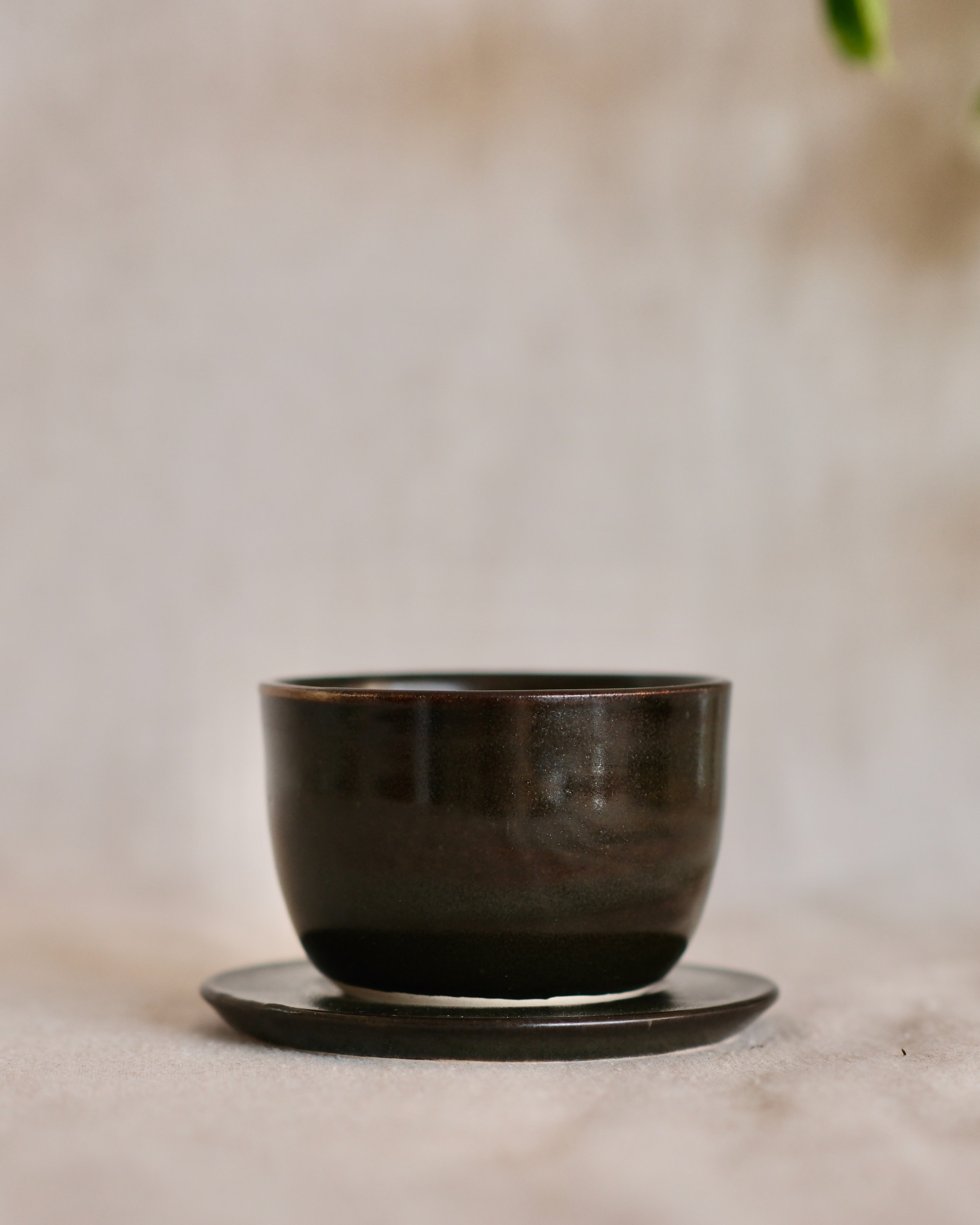 Cup & Saucer in Green Black