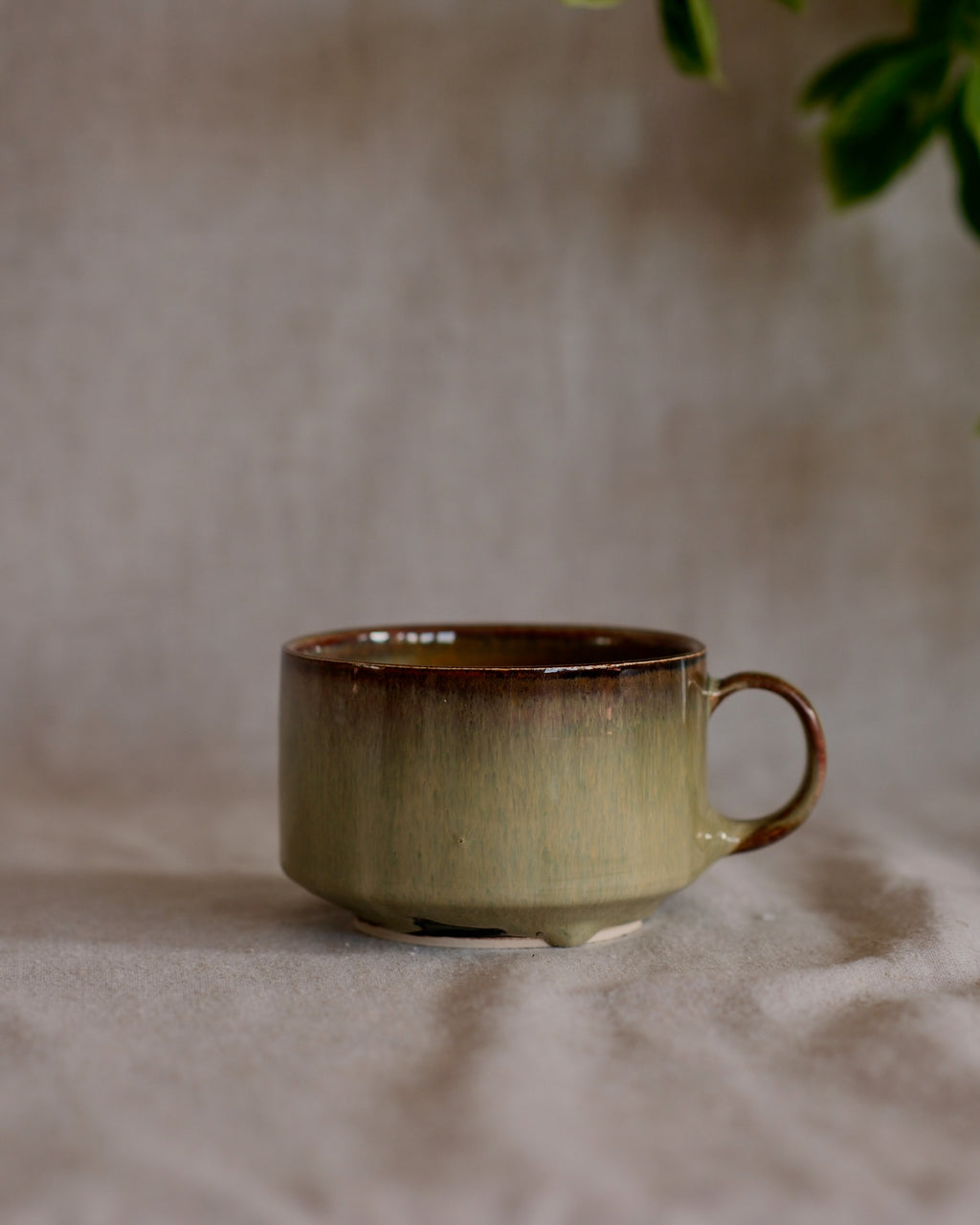 Short Footed Mug in Sage Rain