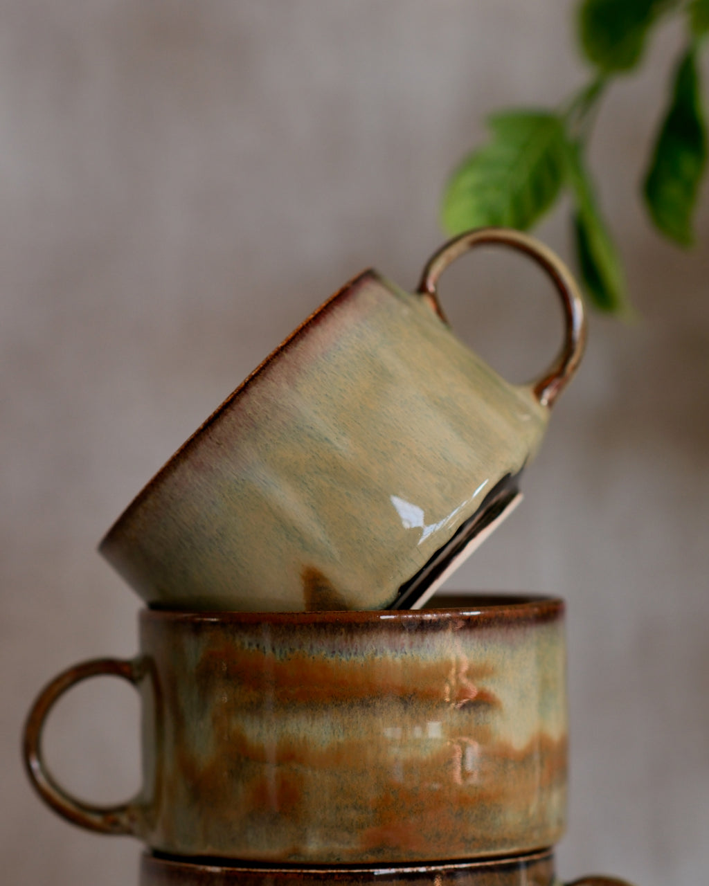 Short Footed Mug in Sage Rain